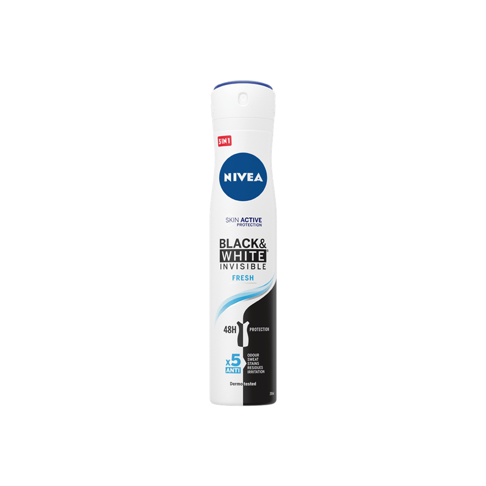 Nivea-Women-Anti-Perspirant-Black-and-White-Fresh-200ml-Spray.png Nivea Women Anti Perspirant Black and White - Fresh 200ml Spray - Image 1